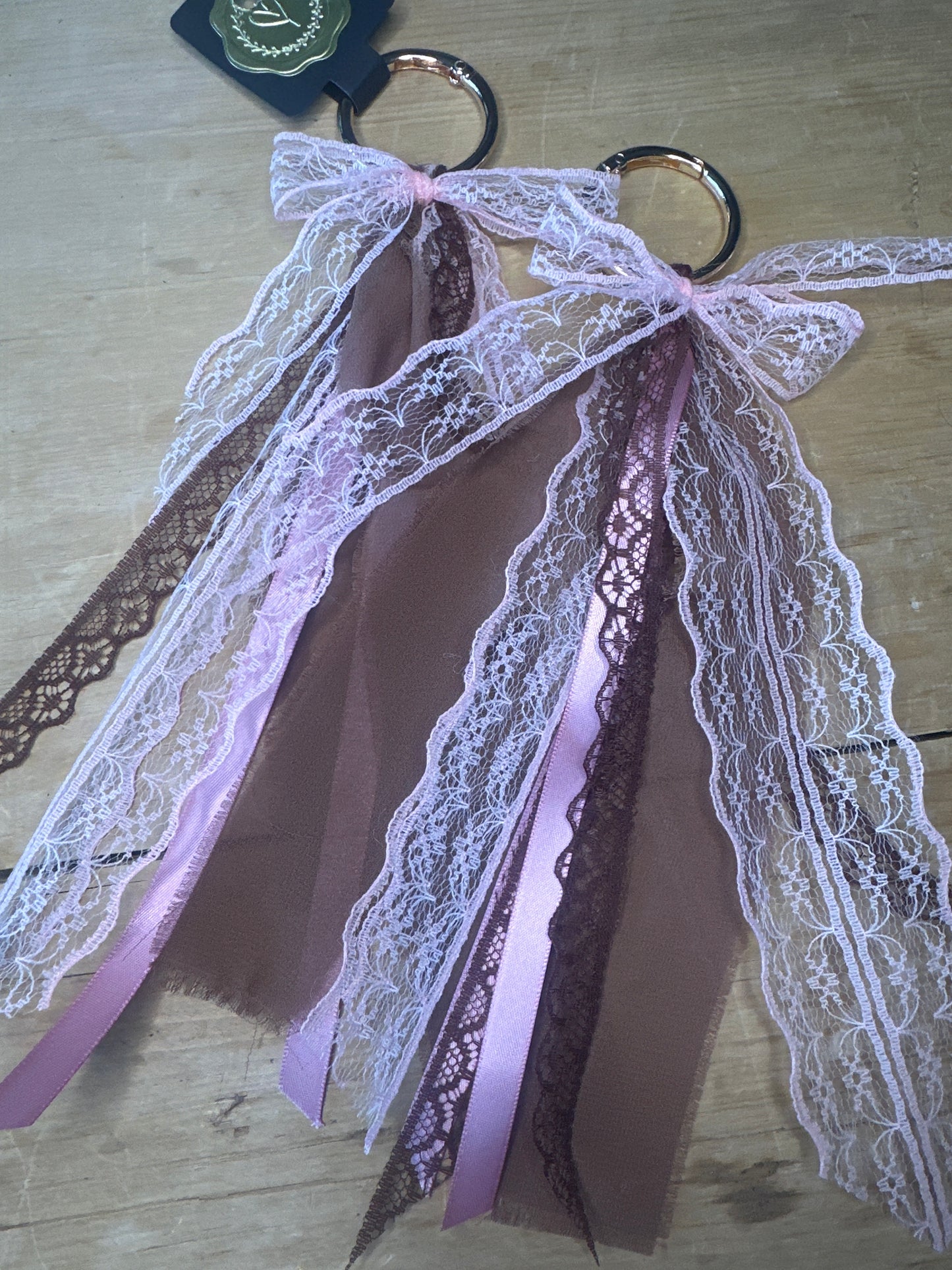 Pink & chocolate beadless boot tassel pair