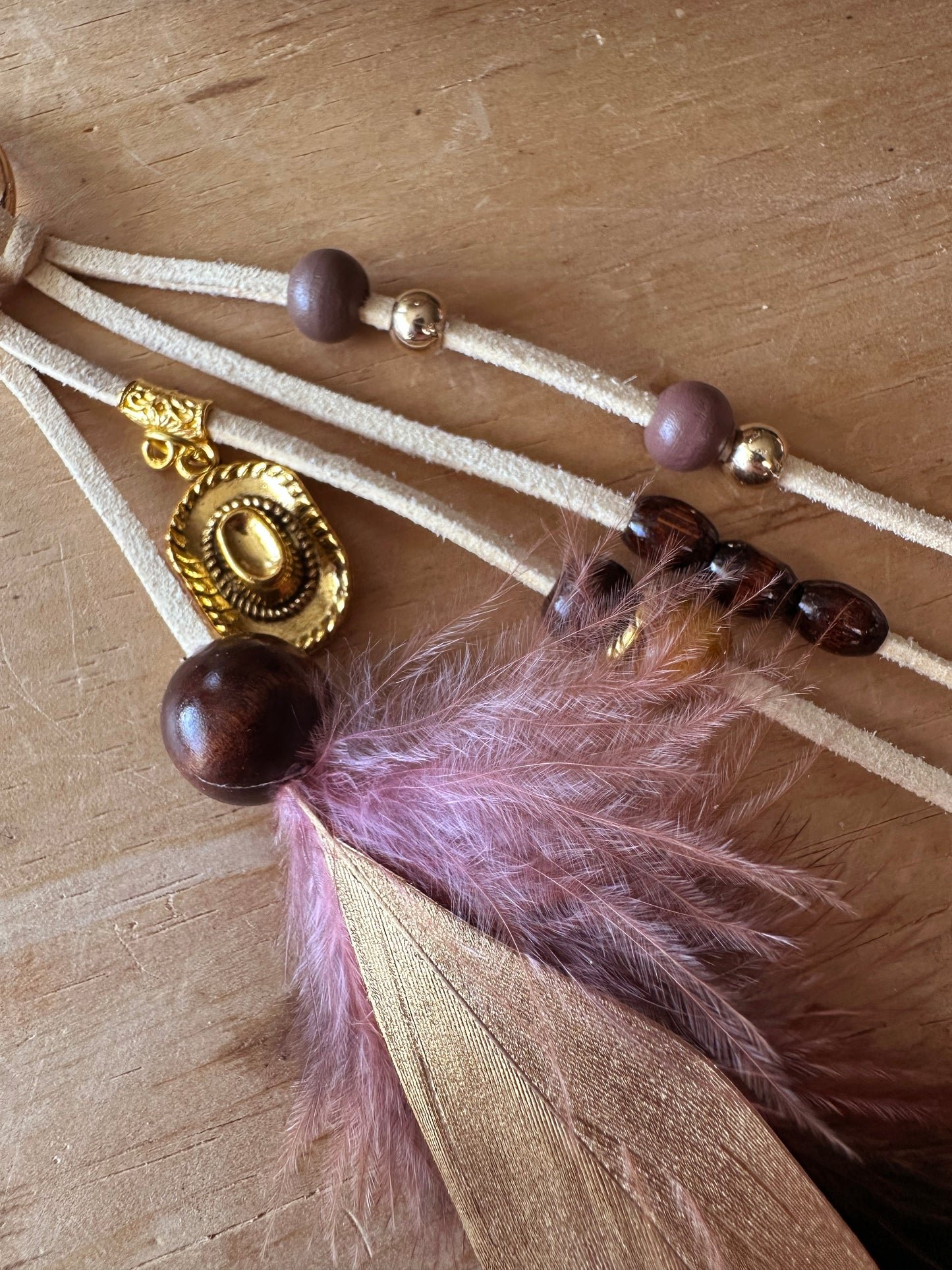 BC0017 Cream, gold & coffee boho cowgirl small loop tassel