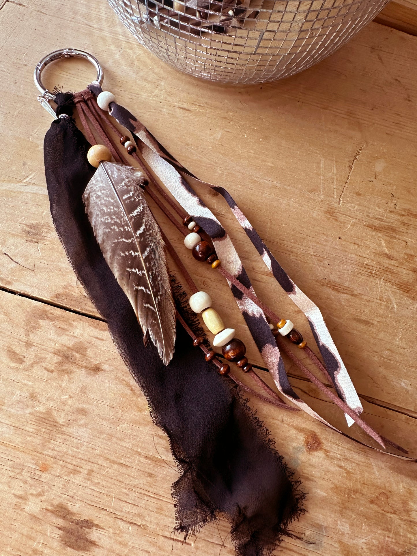 BC0007 Leopard & leather boho cowgirl loop tassel