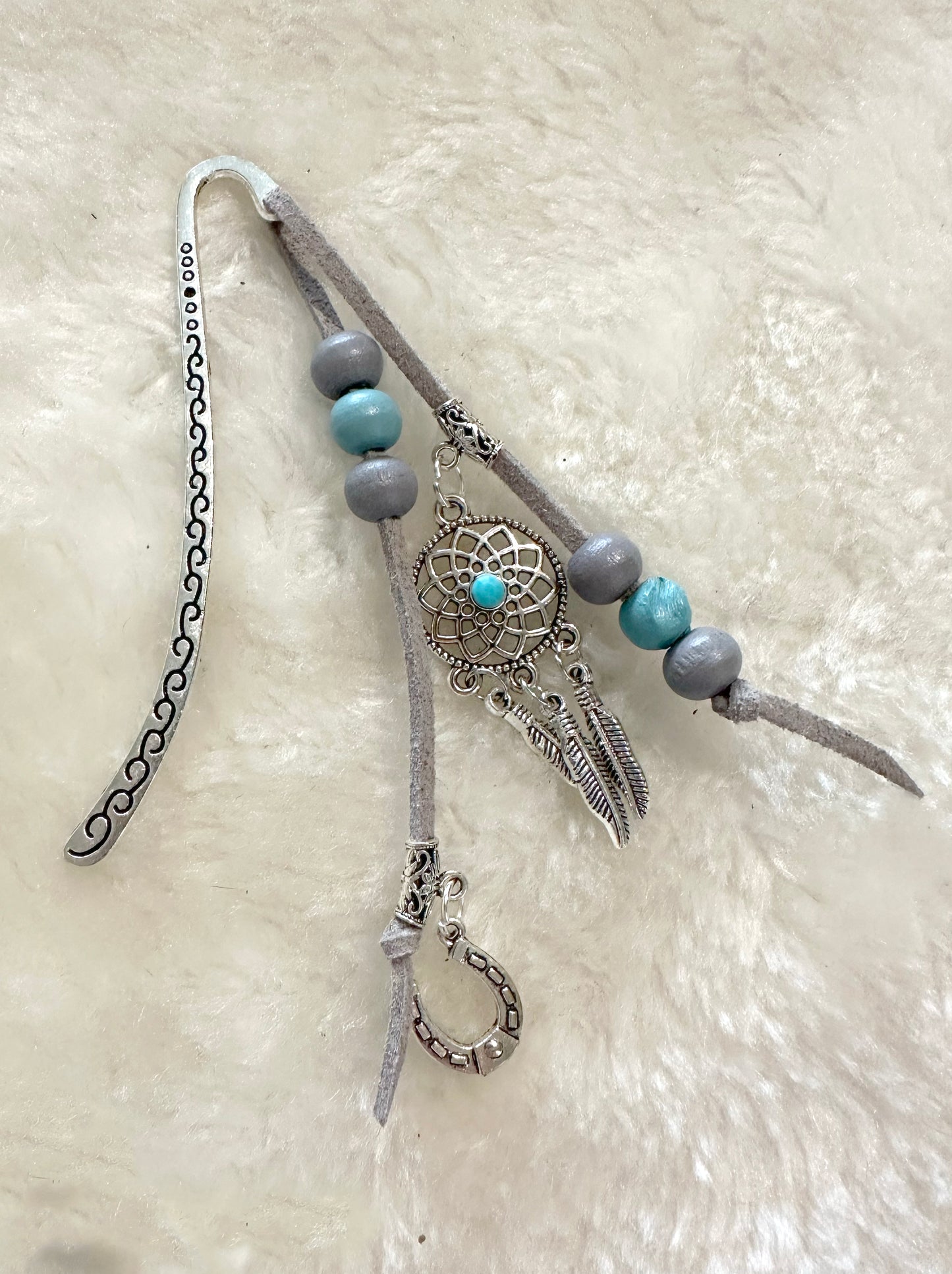 Silver dreamcatcher charm boho cowgirl bookmark