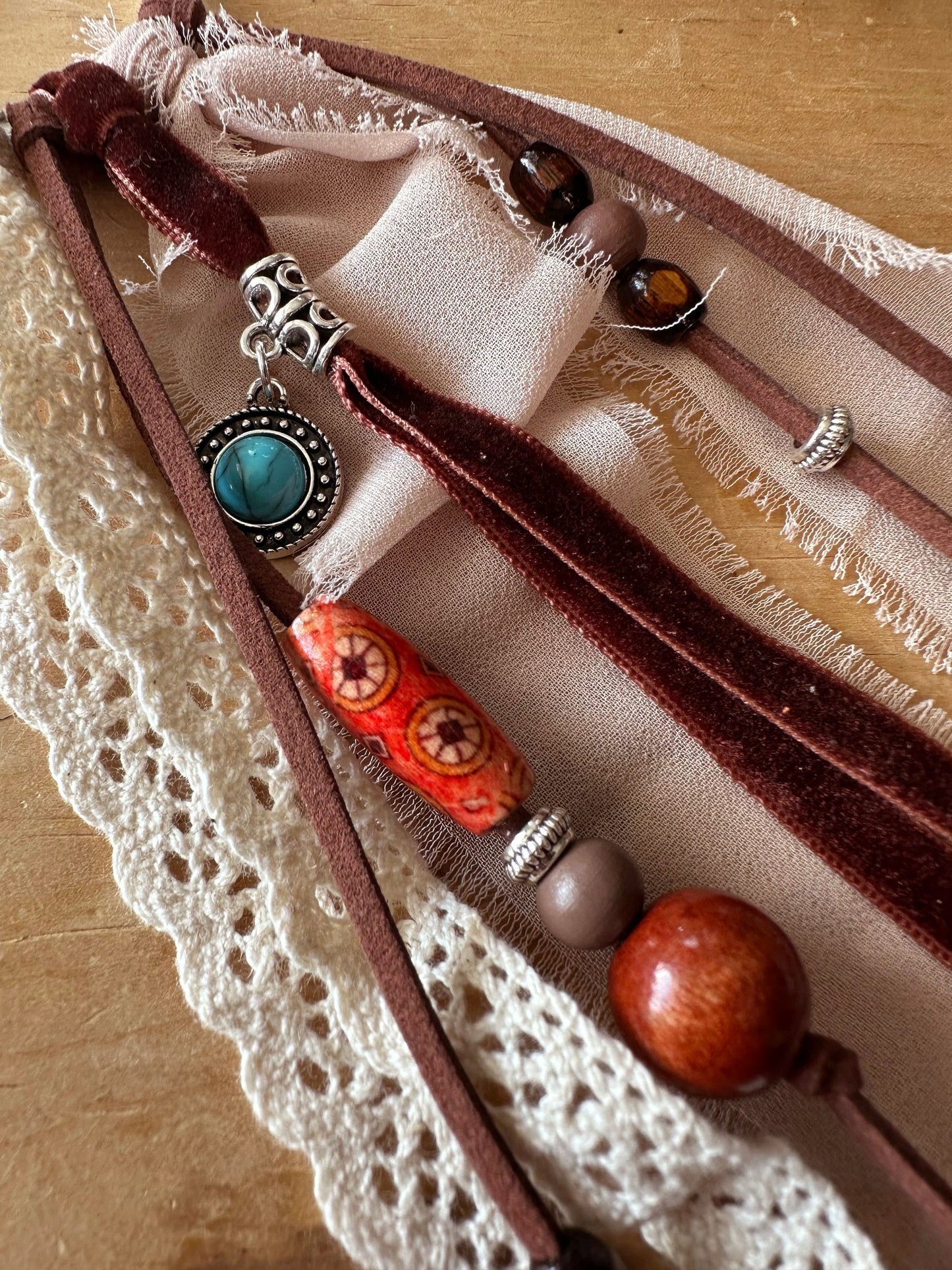 BC0016 Lace, velvet & chiffon boho cowgirl loop tassel