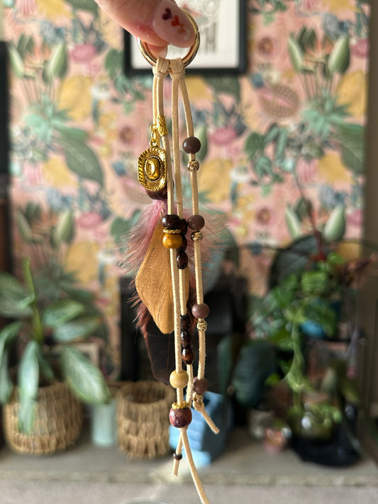 BC0017 Cream, gold & coffee boho cowgirl small loop tassel