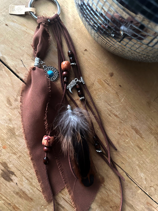 BC0023 Chiffon and feathers boho cowgirl loop tassel