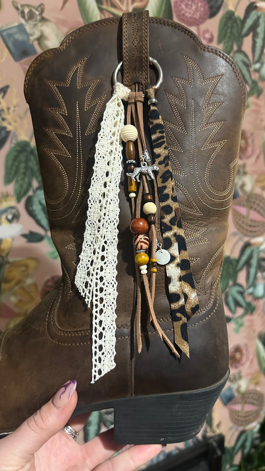 Leopard boho cowgirl loop tassel