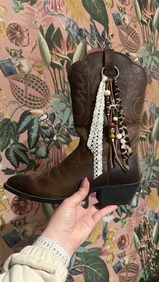Leopard boho cowgirl loop tassel