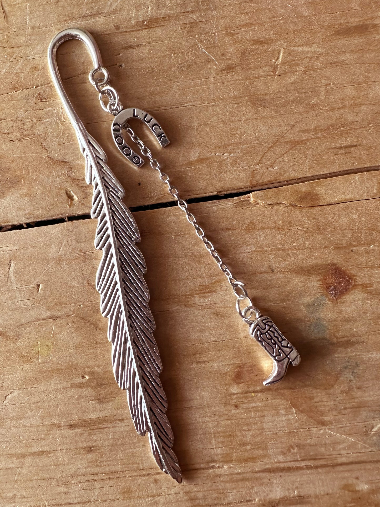 Cowboy boot and horseshoe bookmark