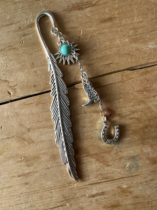 Turquoise star, and Cowboy charm bookmark