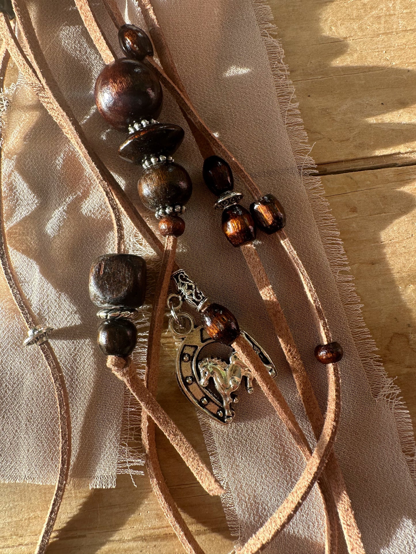 BC0052 silver, toffee & chiffon cowboy boot tassel