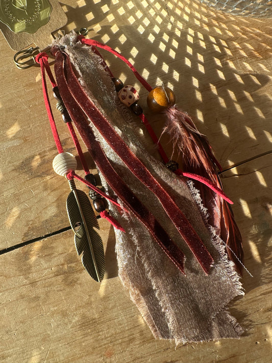 BC0059 red and shimmery chiffon boho boot tassel