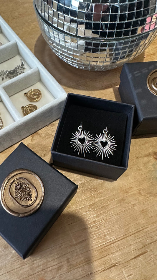 Boho soul silver heart earrings